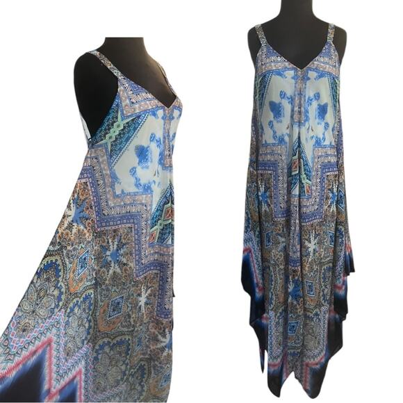 Y2K Boho Fairy Asymmetric Flowy Handkerchief Hem Dress Size M Festival Feminine - Picture 1 of 8